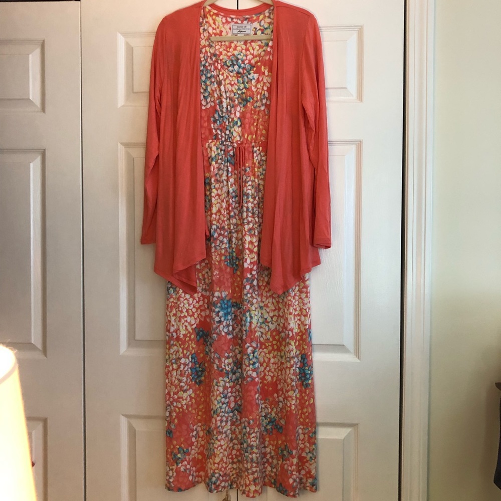 Two piece maxi dress with cardigan